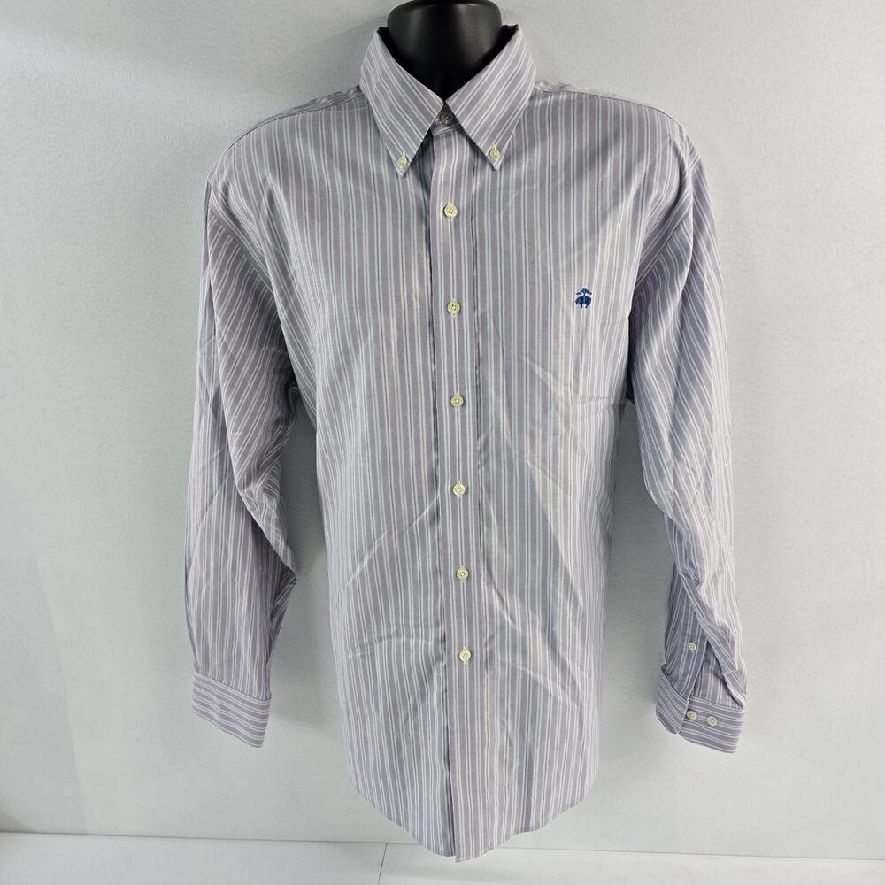 Brooks Brothers dress shirt purple striped Large mens traditional 6293 button